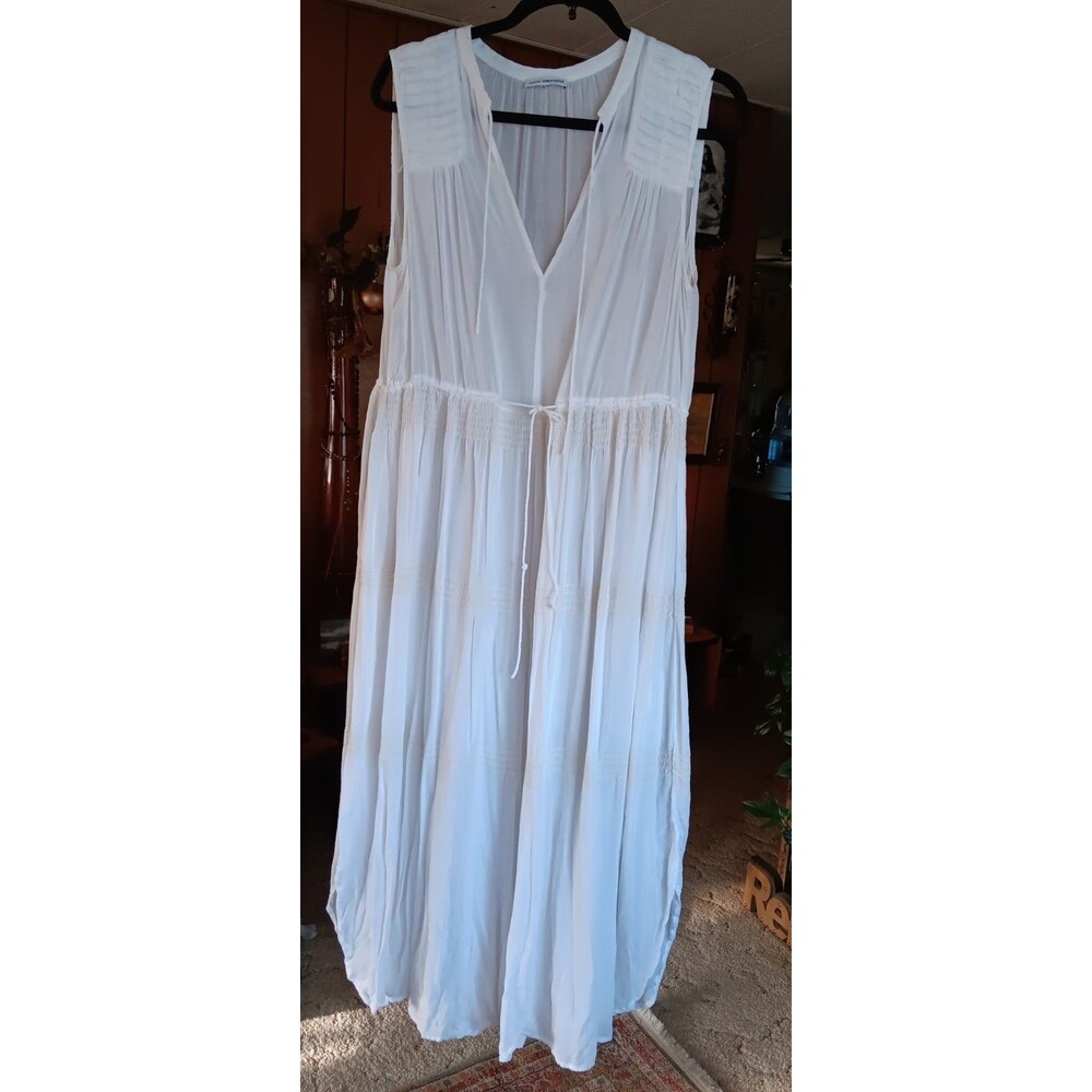 James Perse White Sheer Rayon Maxi Summer Dress XL Sleeveless